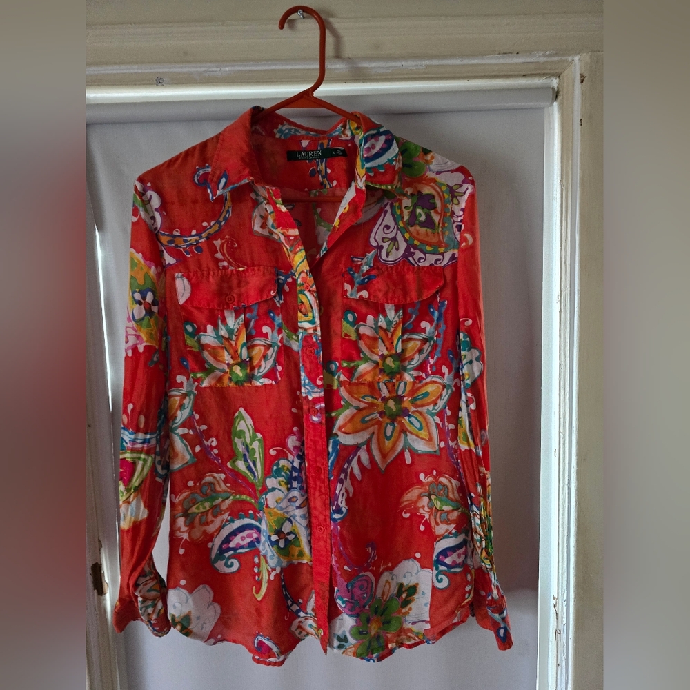 Ralph Lauren Orange Casual Button Down Shirt - Picture 4 of 5